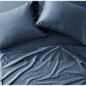 King 600 Thread Count Sateen Sheet Set Dark Mineral Blue - Casaluna NEW